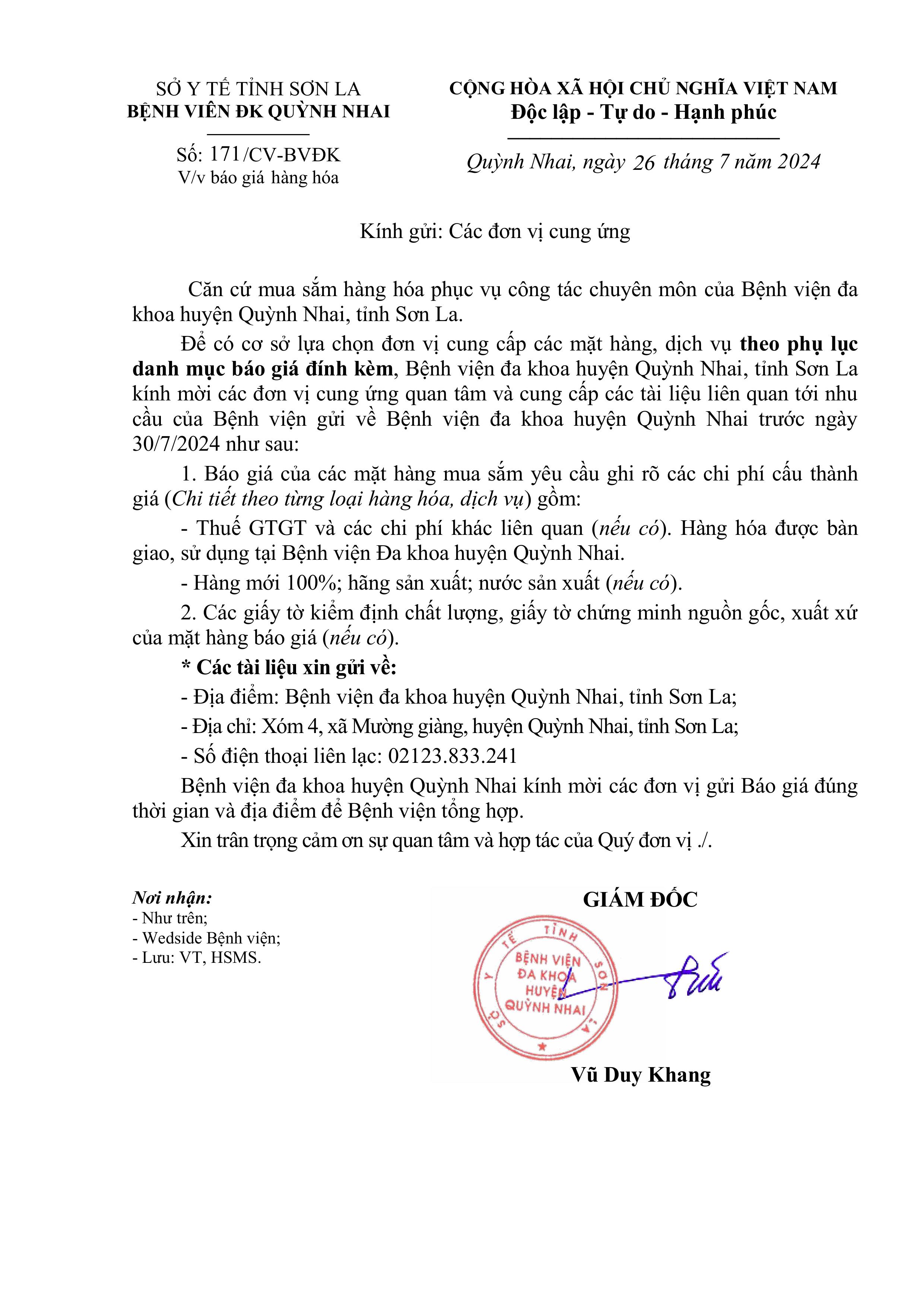 Báo Giá hàng hóa