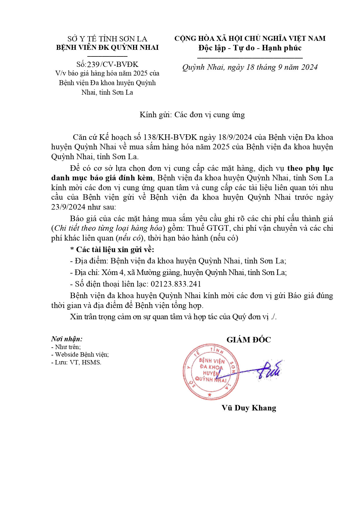 Báo giá hàng hóa