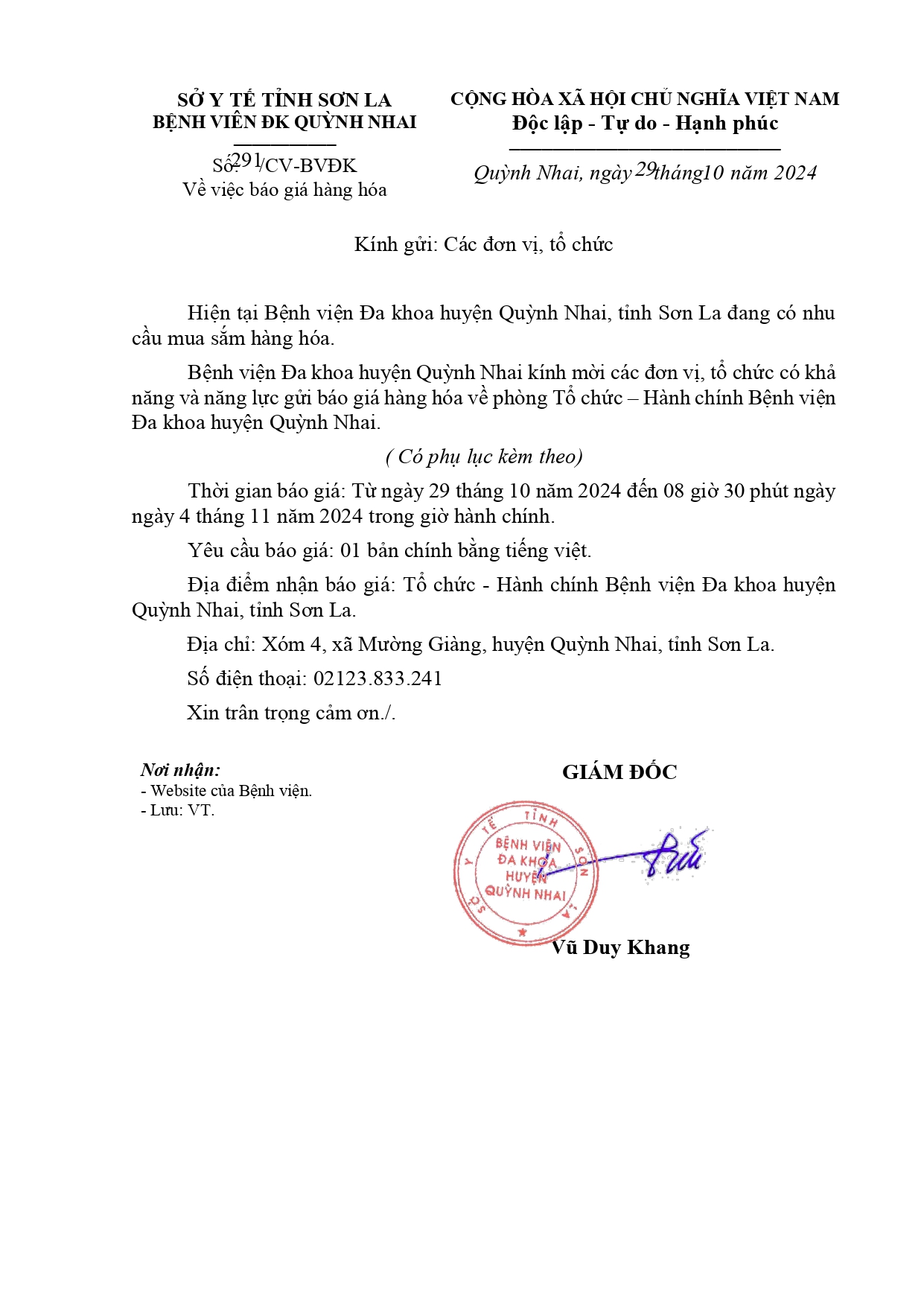 Báo giá hàng Hóa