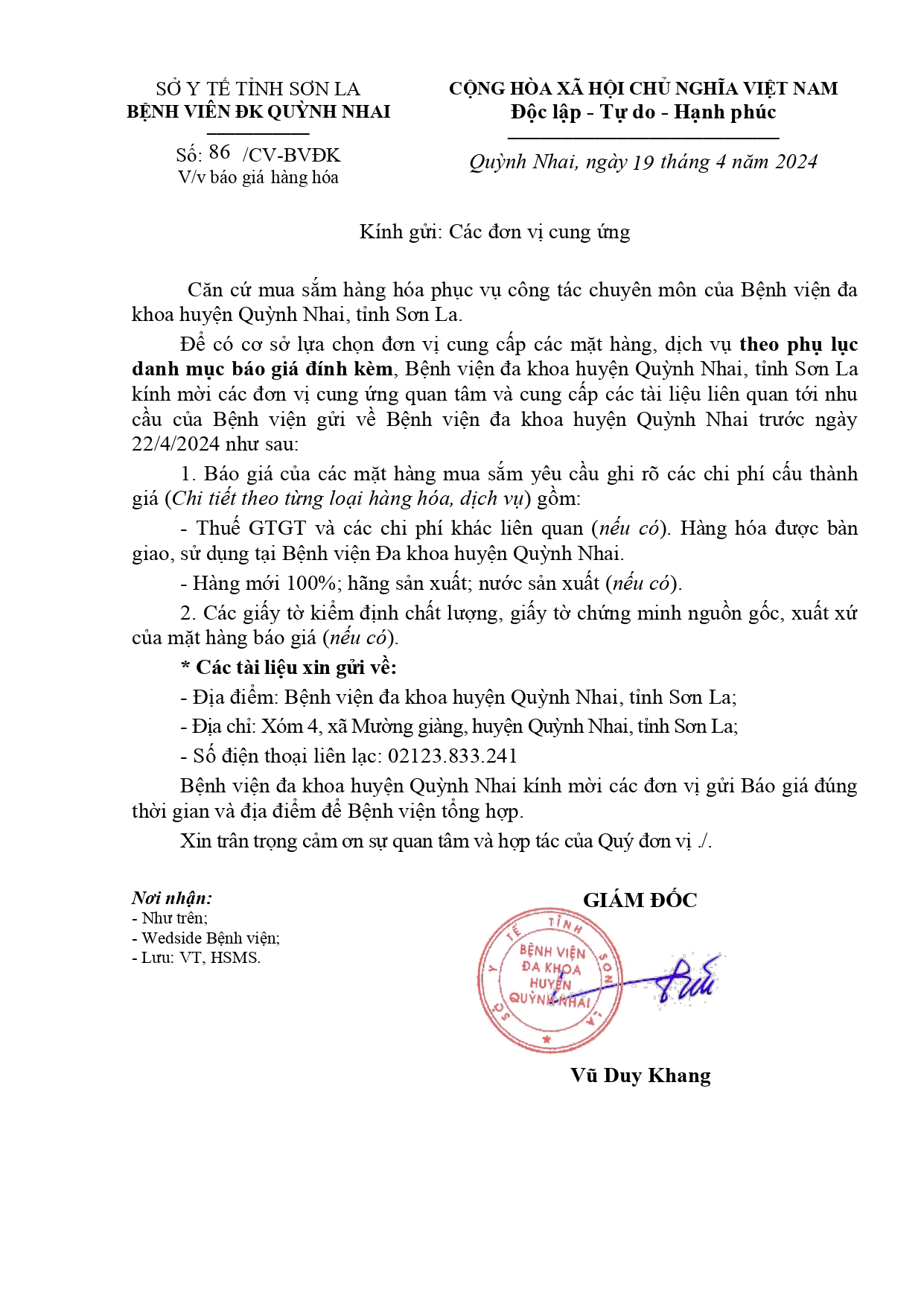 Báo giá hàng hóa