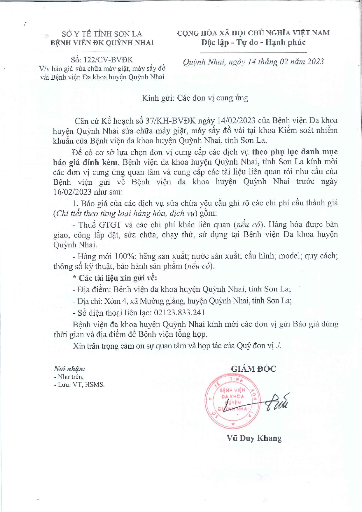 THÔNG BÁO