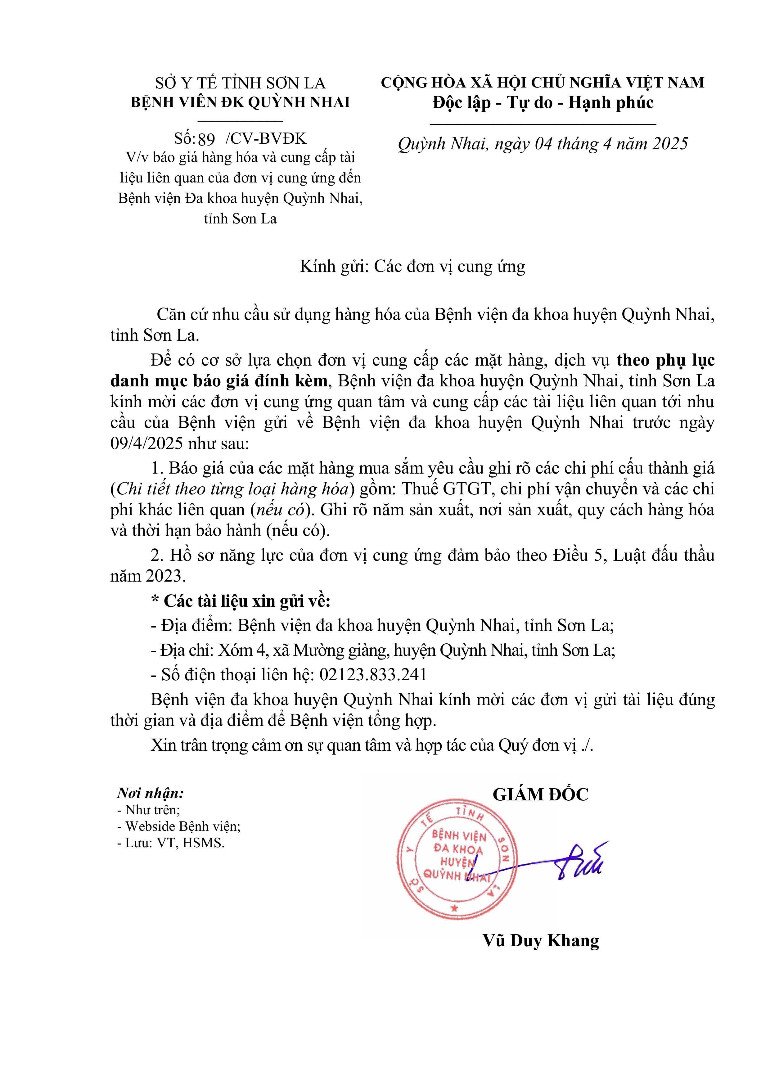 Báo giá hàng hóa